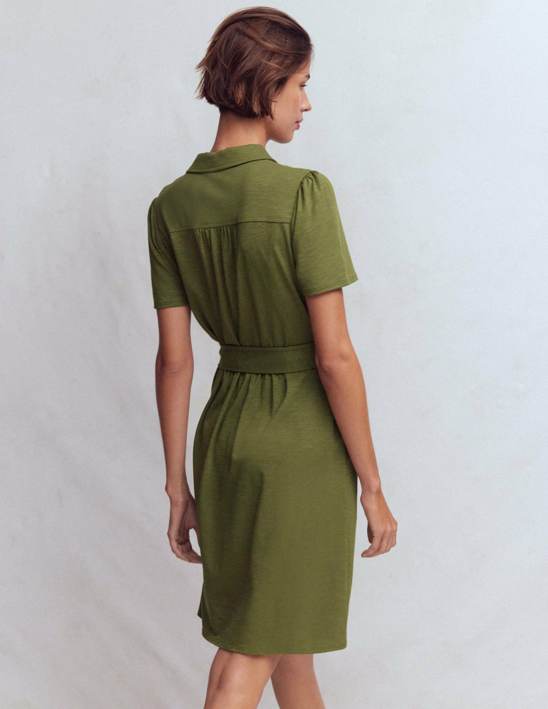 Patti Short Jersey Shirt Dress-Woodland Green / Boden Discount