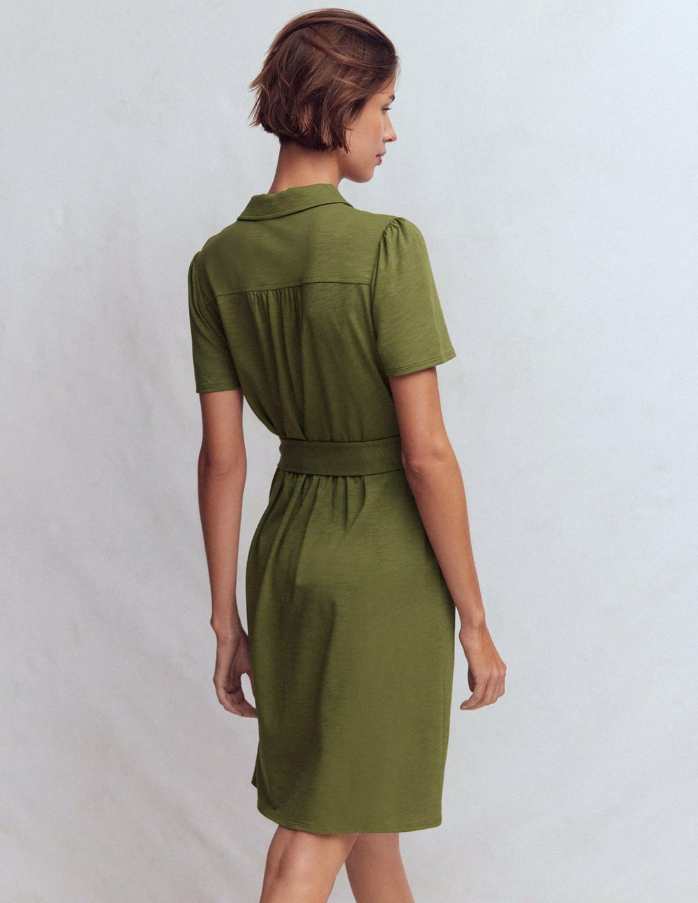 Patti Short Jersey Shirt Dress-Woodland Green / Boden Discount