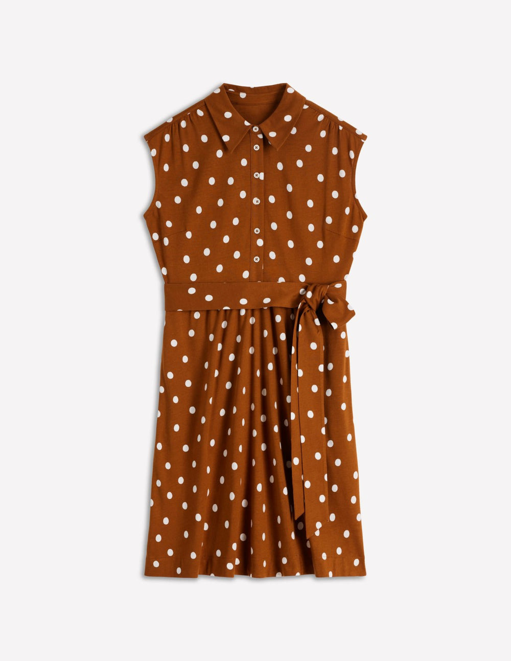 Honor Short Jersey Shirt Dress-Cognac, Painted Dot Spaced / Boden On sale