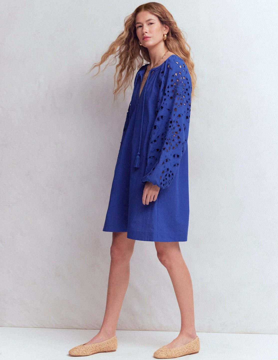 Embroidered Sleeve Kaftan-Blue Embroidery / Boden