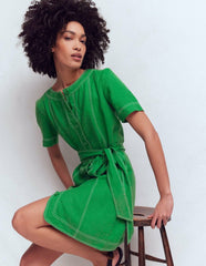 Callie Linen Short Dress-Highland Green / Boden Online
