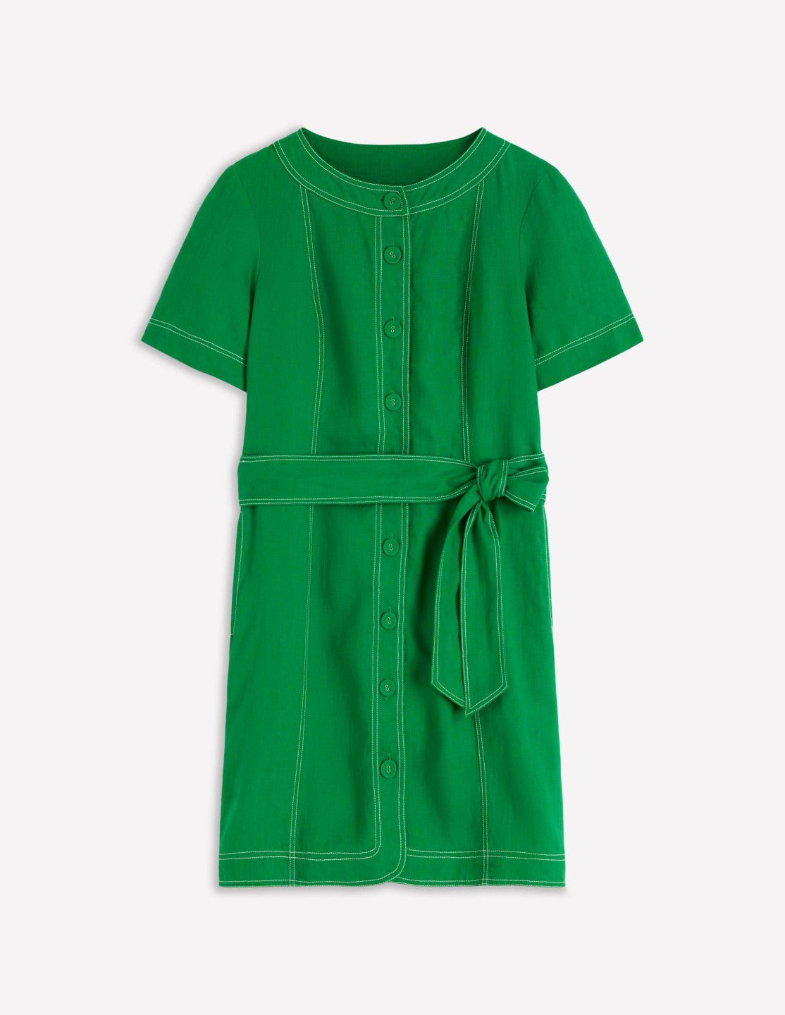 Callie Linen Short Dress-Highland Green / Boden Online