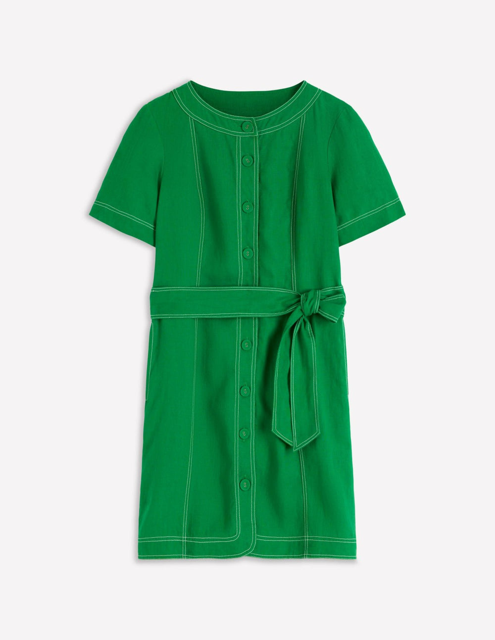 Callie Linen Short Dress-Highland Green / Boden Online