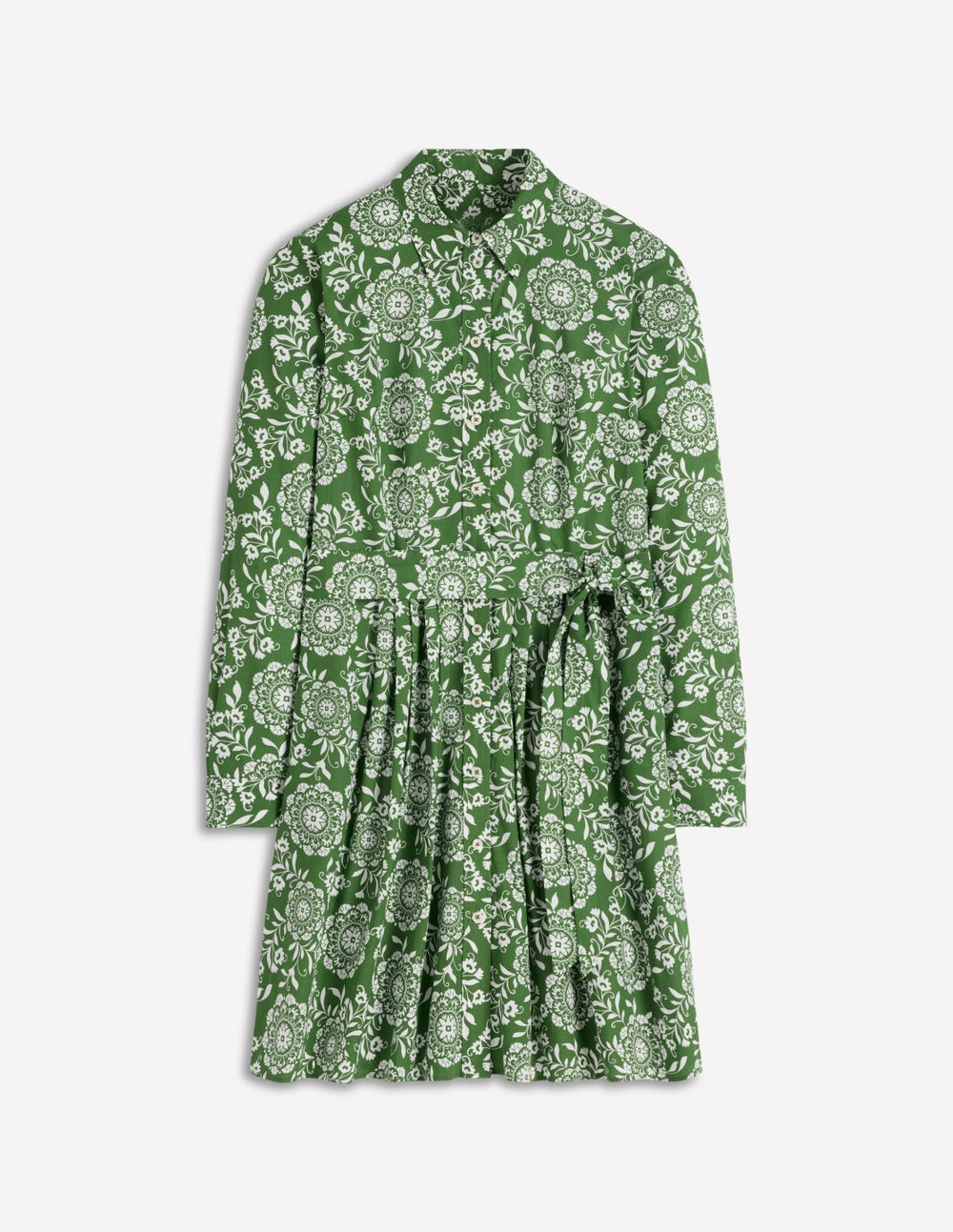 Alexa Long Sleeve Short Dress-Green, Decorative Blossom / Boden Outlet