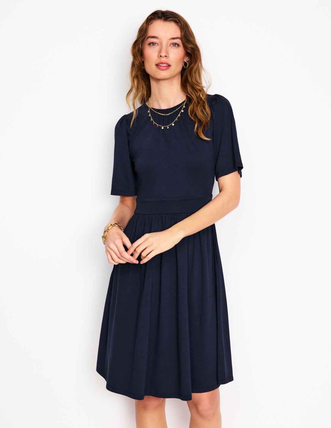 Louisa Short Jersey Dress-Navy / Boden On sale