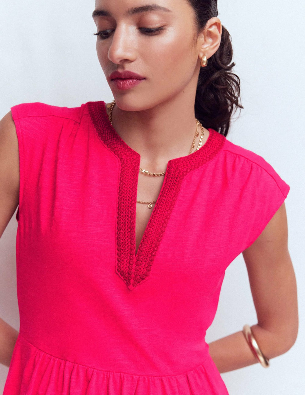 May Jersey Short Dress-Opulent Pink / Boden