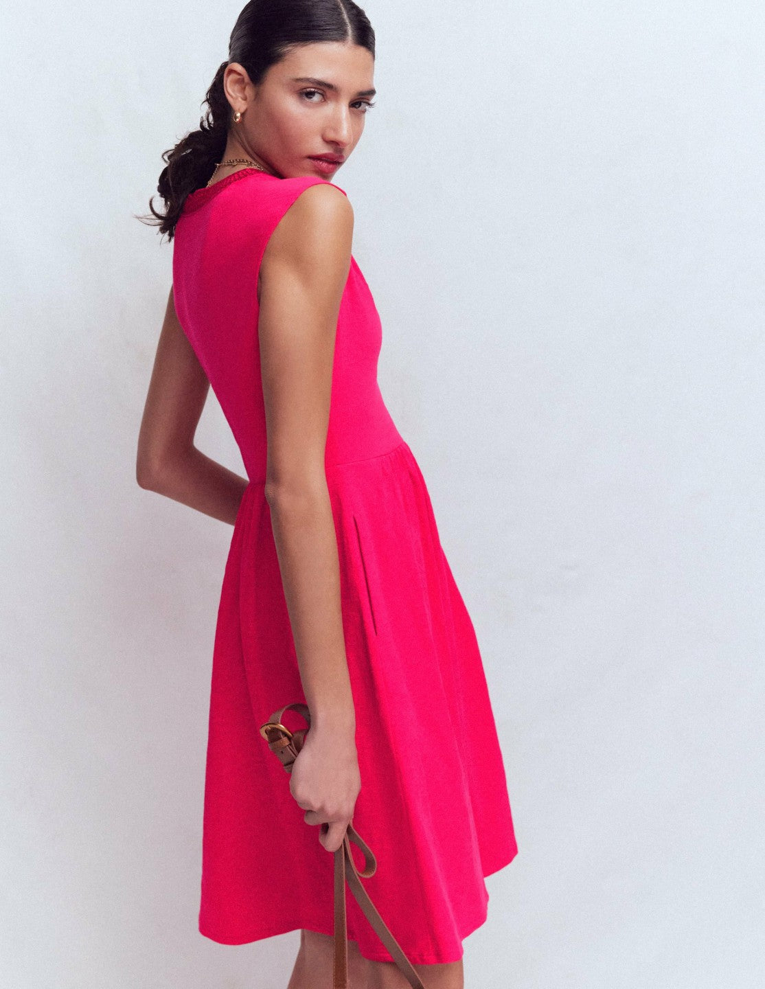 May Jersey Short Dress-Opulent Pink / Boden