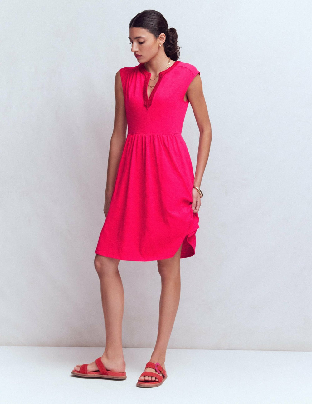 May Jersey Short Dress-Opulent Pink / Boden