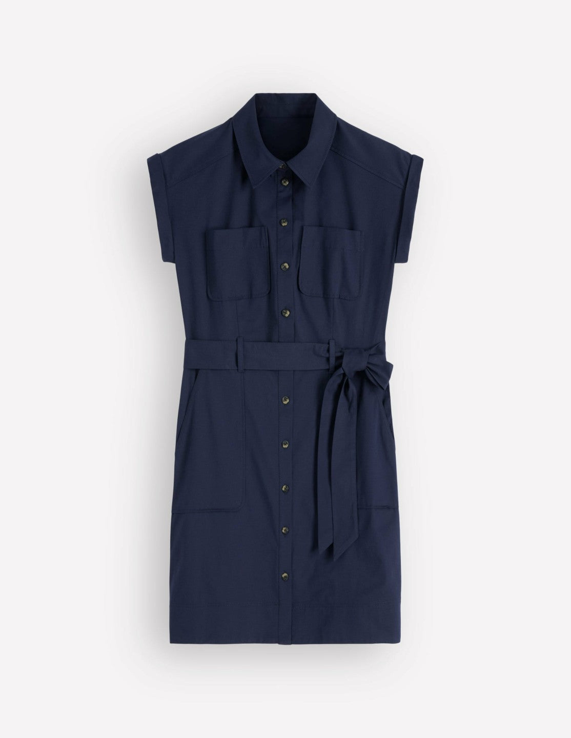Short Belted Shirt Dress-Navy / Boden Outlet