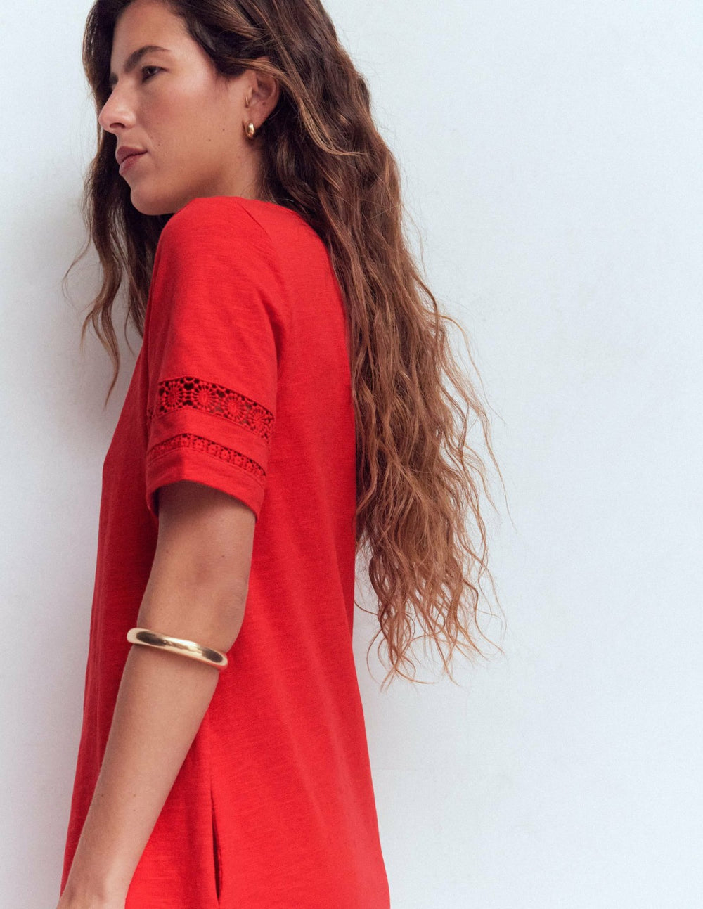 Hattie Jersey T-shirt Dress-Red Coral / Boden On sale