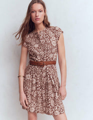 Arabella Short Linen Dress-Brown Flowerbed Bloom / Boden us