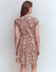 Arabella Short Linen Dress-Brown Flowerbed Bloom / Boden us