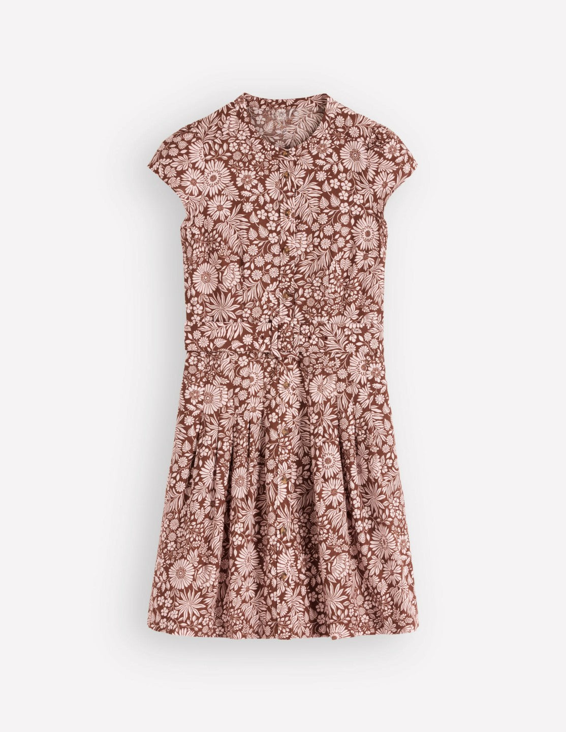 Arabella Short Linen Dress-Brown Flowerbed Bloom / Boden us