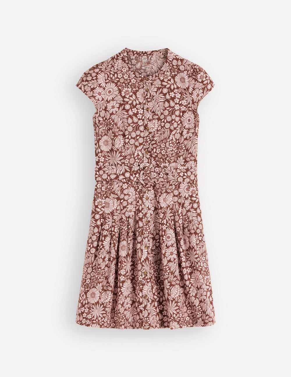 Arabella Short Linen Dress-Brown Flowerbed Bloom / Boden us
