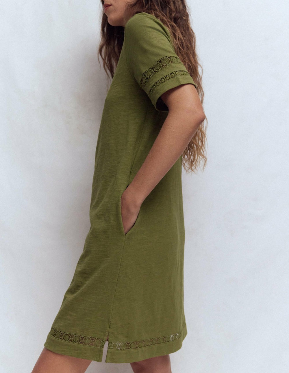 Hattie Jersey T-shirt Dress-Olive / Boden Online