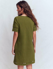 Hattie Jersey T-shirt Dress-Olive / Boden Online