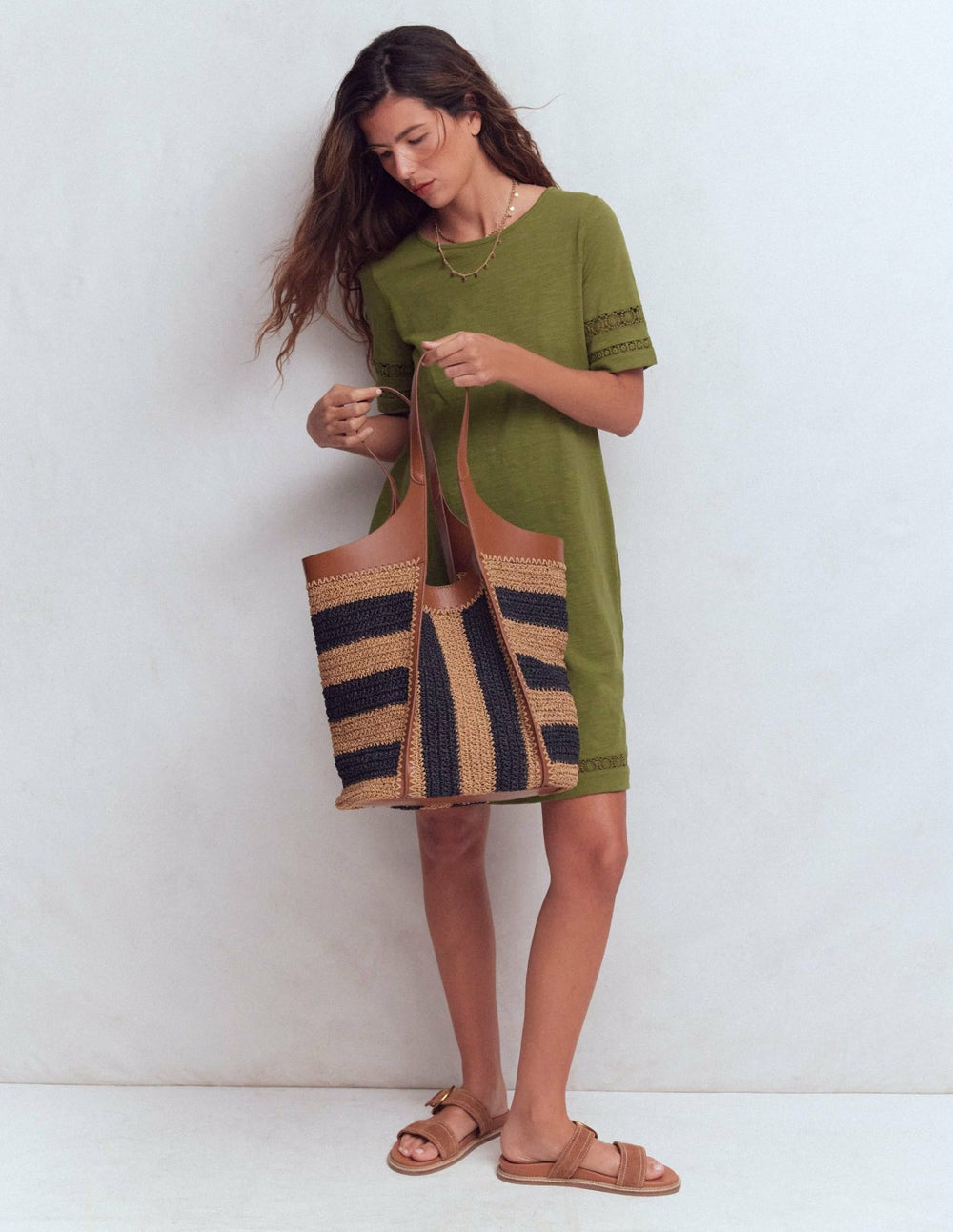 Hattie Jersey T-shirt Dress-Olive / Boden Online