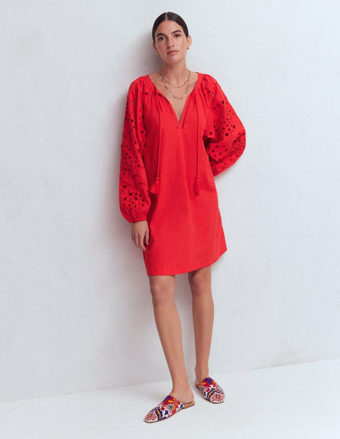 Embroidered Sleeve Kaftan-Red Embroidery / Boden Outlet