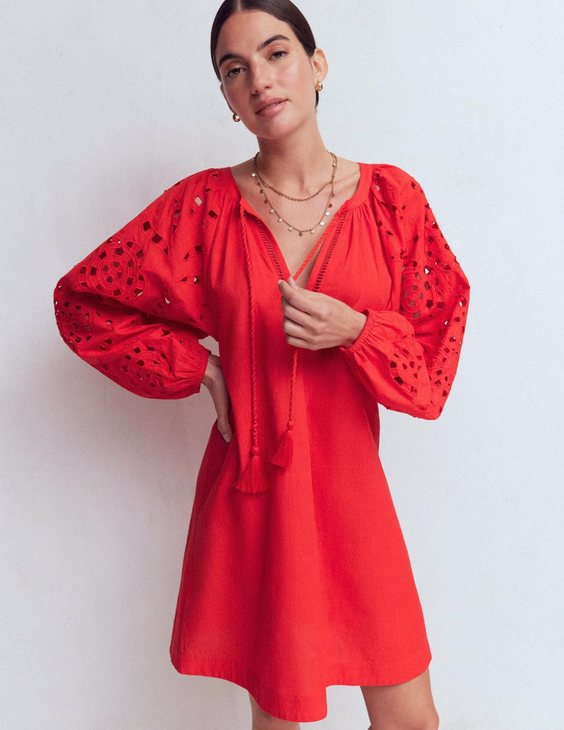 Embroidered Sleeve Kaftan-Red Embroidery / Boden Outlet