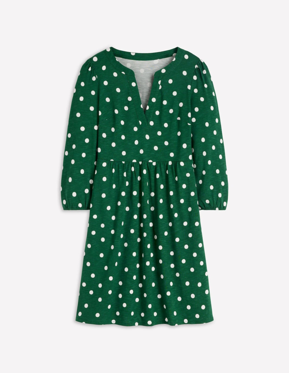 Cathy Notch Neck Jersey Dress-Hunter Green, Painted Dot / Boden Discount