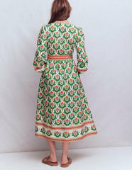 Cary Cotton Midi Dress-Multi, Ornamental Stamp / Boden us