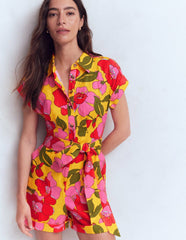 Kay Linen Playsuit-Yellow Radiant Bloom / Boden