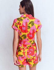 Kay Linen Playsuit-Yellow Radiant Bloom / Boden