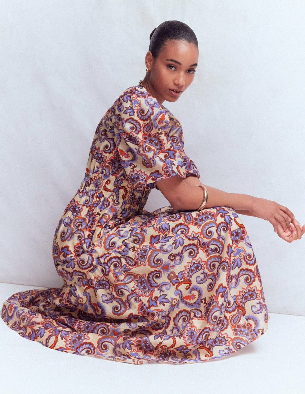 Irene Occasion Dress-Almond Milk, Paisley / Boden Outlet