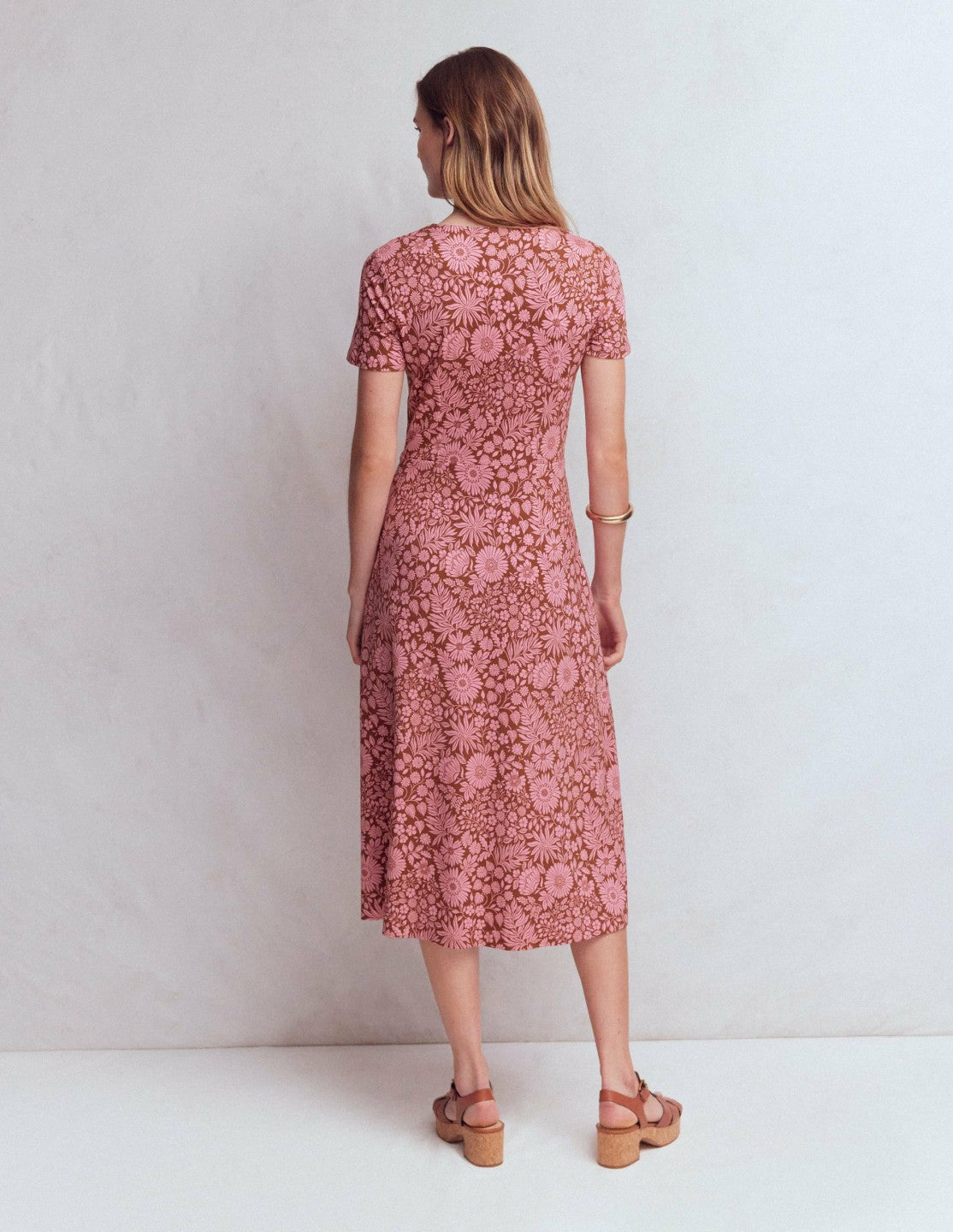 Una Ruched Front Ponte Dress-Russet, Flowerbed Bloom / Boden On sale