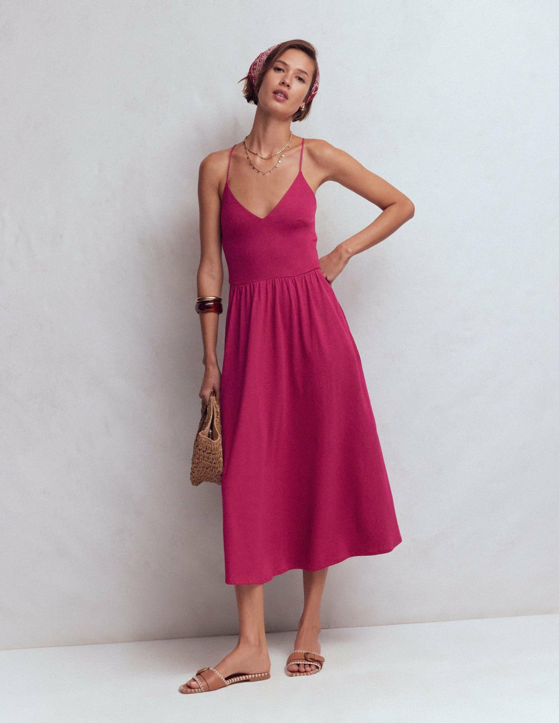 Cross Back Jersey Dress-Beet Red / Boden