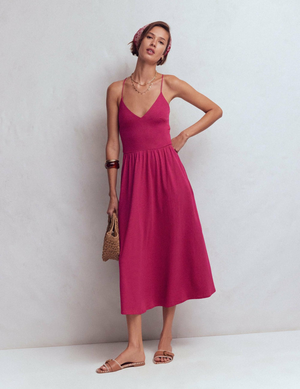 Cross Back Jersey Dress-Beet Red / Boden