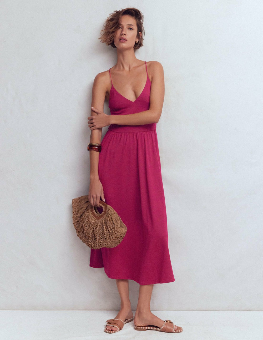 Cross Back Jersey Dress-Beet Red / Boden
