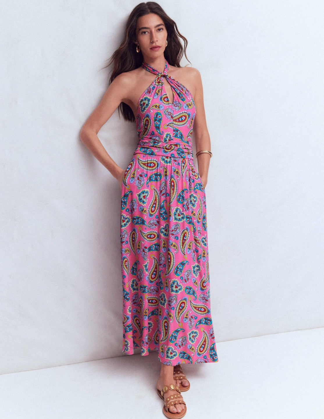 Sydney Twist Neck Jersey Dress-Pink Paisley / Boden Discount