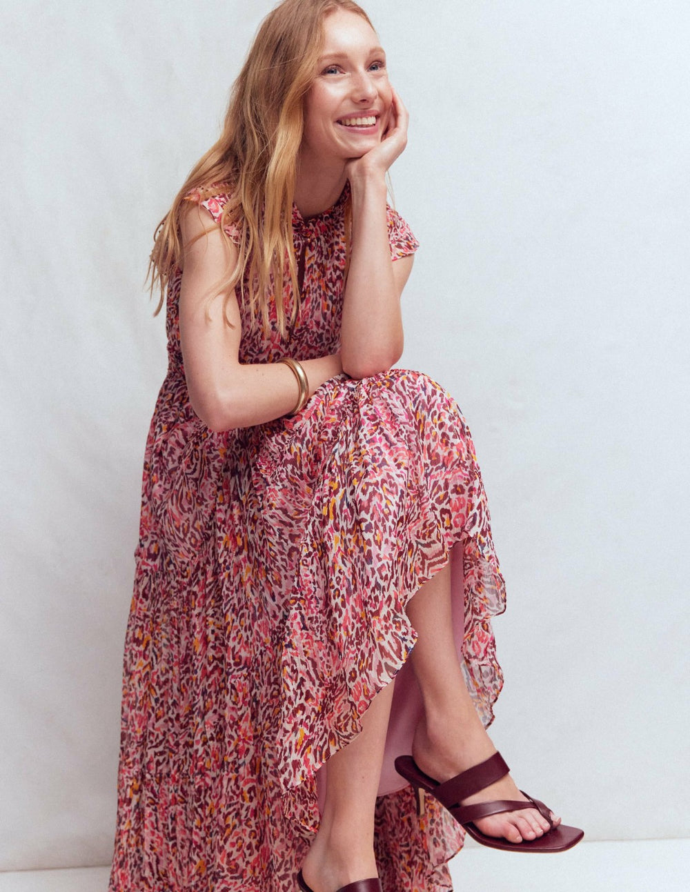 High Neck Sleeveless Dress-Multi Leopard Flow / Boden On sale