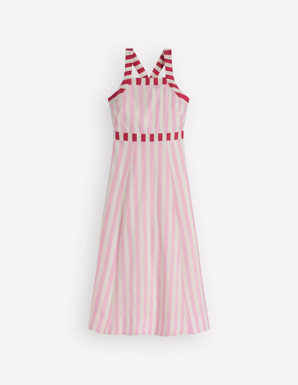 Cross-back Linen Blend Dress-Orchid Pink Stripe / Boden us