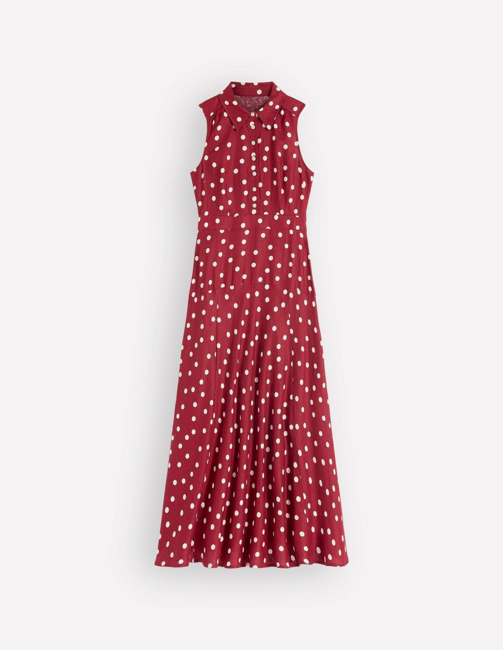 Erma Drop Waist Linen Dress-Red Painted Dot Spaced / Boden Discount