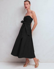Strapless Taffeta Dress-Black / Boden Sale