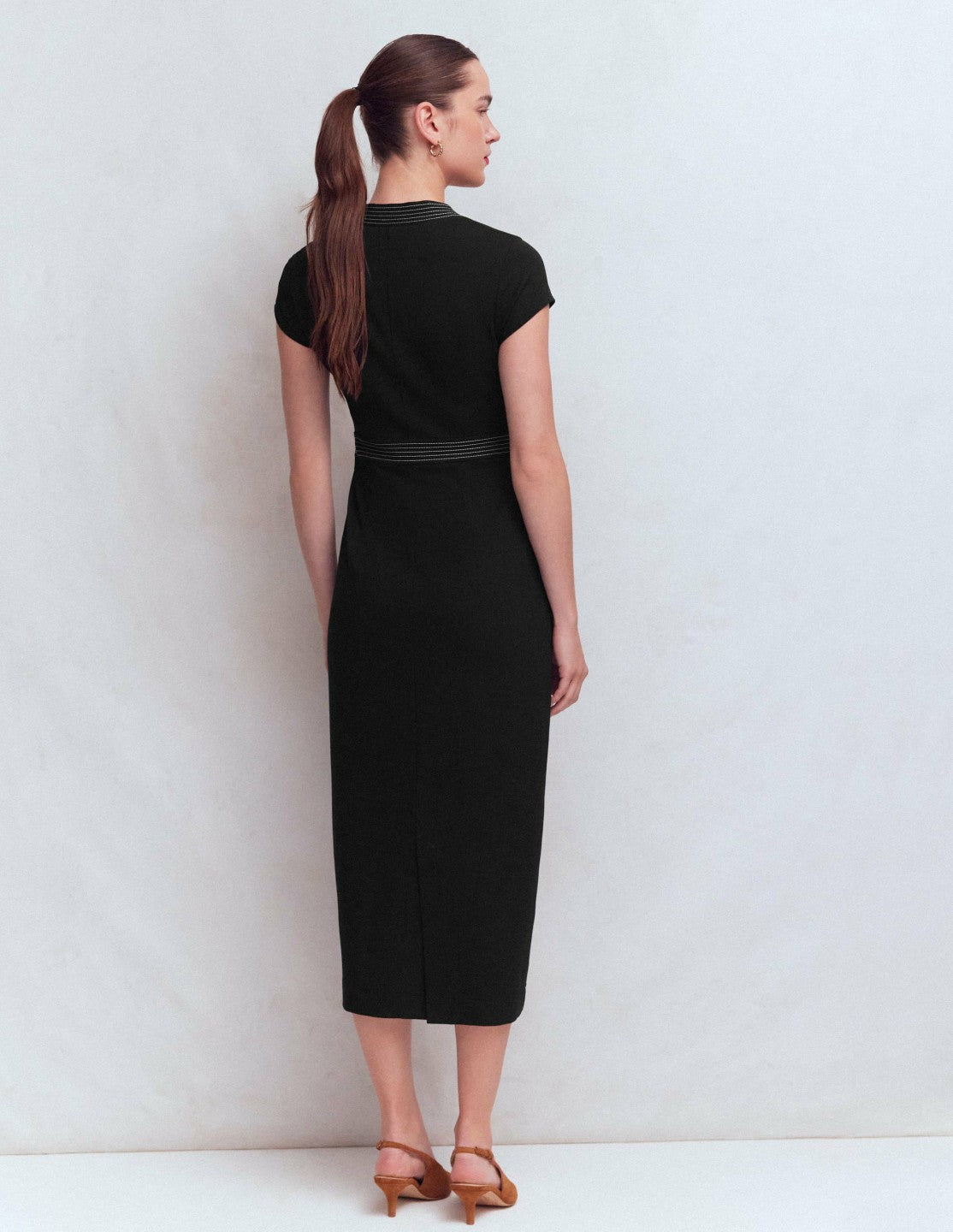 Topstitch Ponte Work Dress-Black / Boden Online