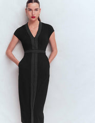 Topstitch Ponte Work Dress-Black / Boden Online