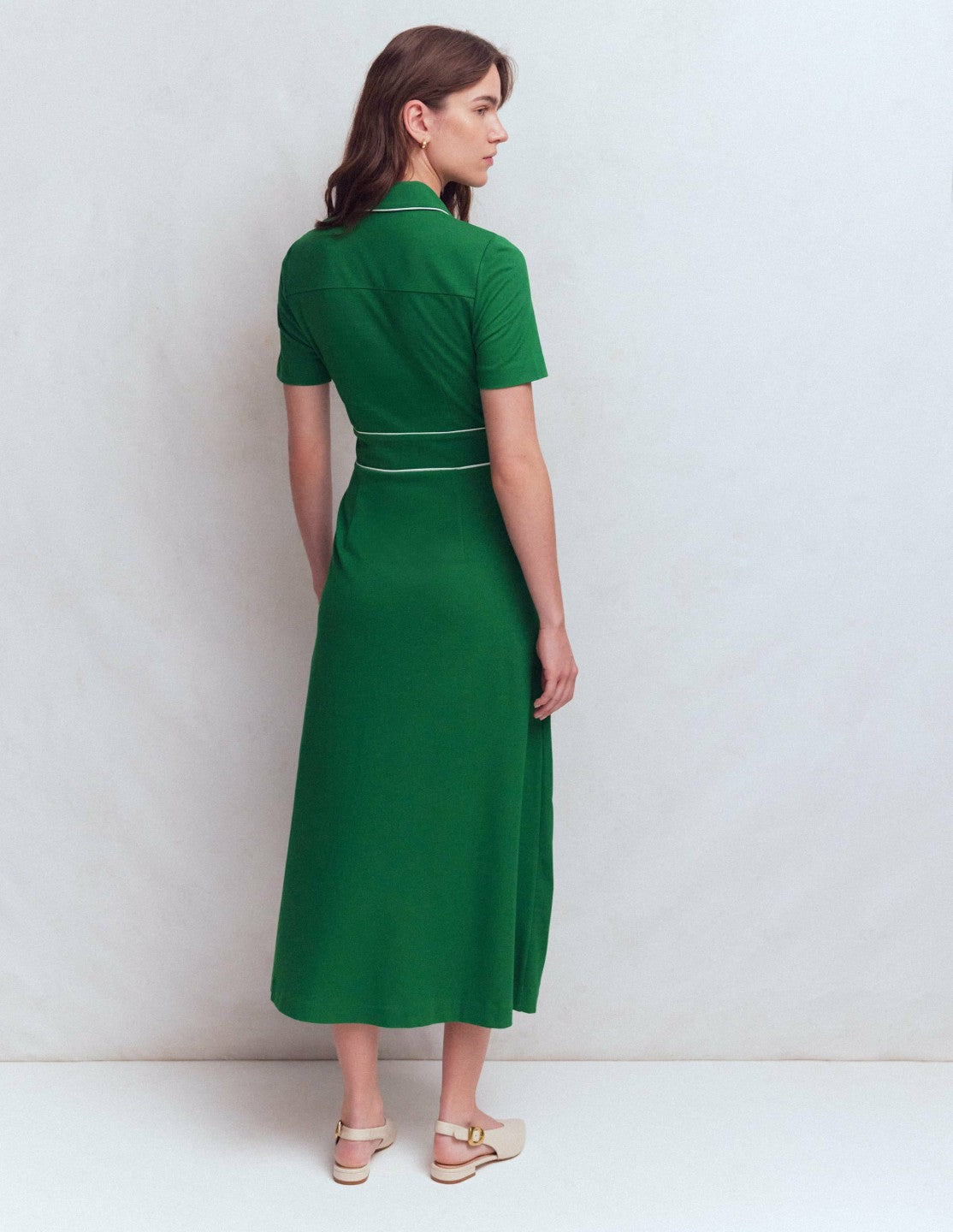 Etta Piping Trim Ponte Dress-Fresh Green / Boden Outlet