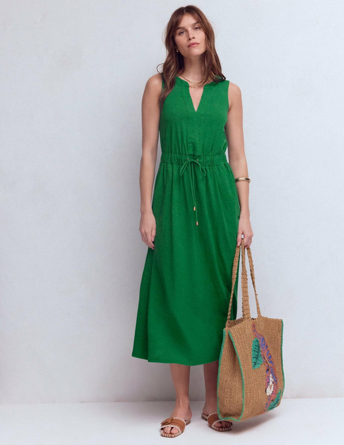 Delphine Midi Sleeveless Dress-Fresh Green / Boden Discount