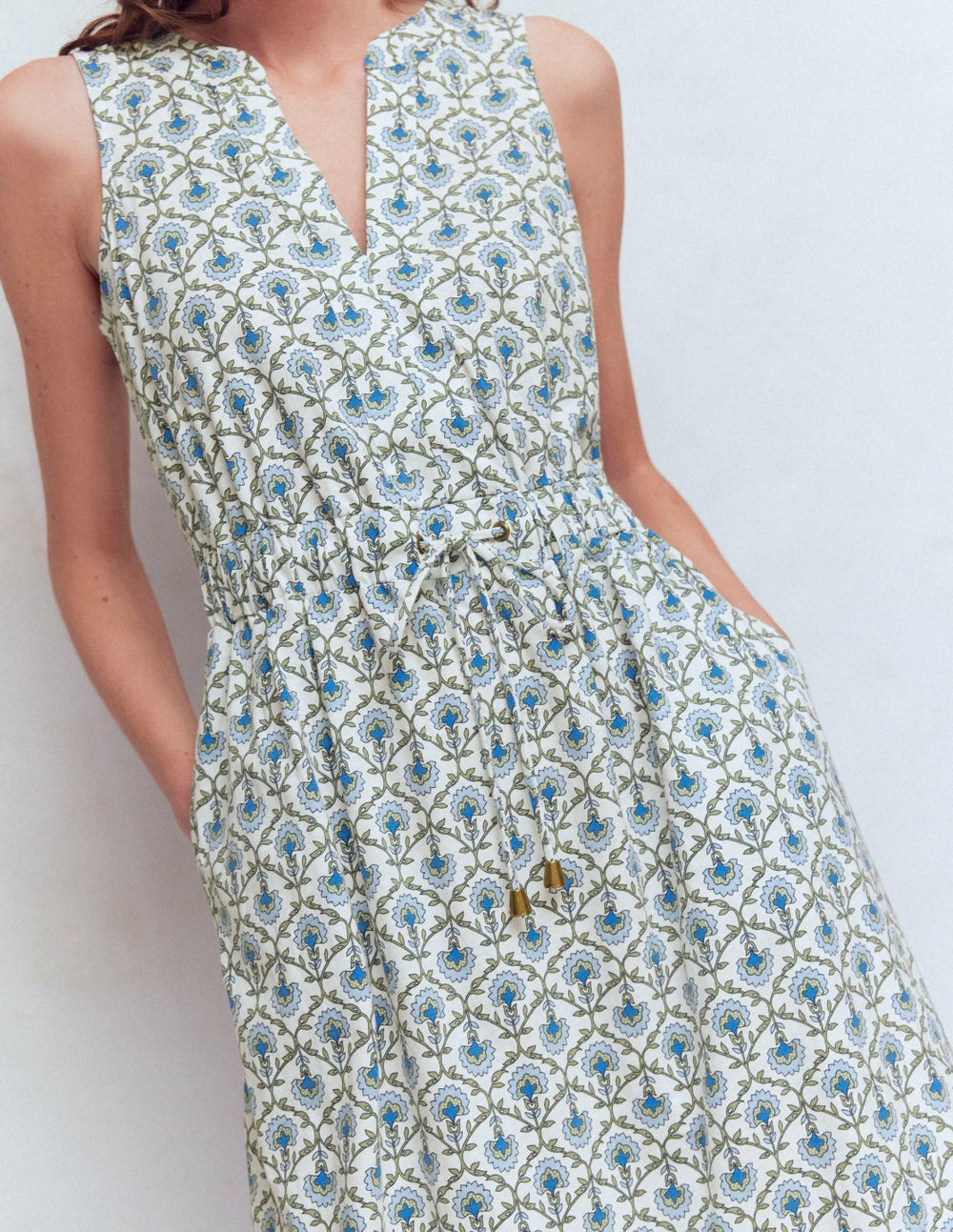 Delphine Midi Sleeveless Dress-Ivory, Flower Lattice / Boden us
