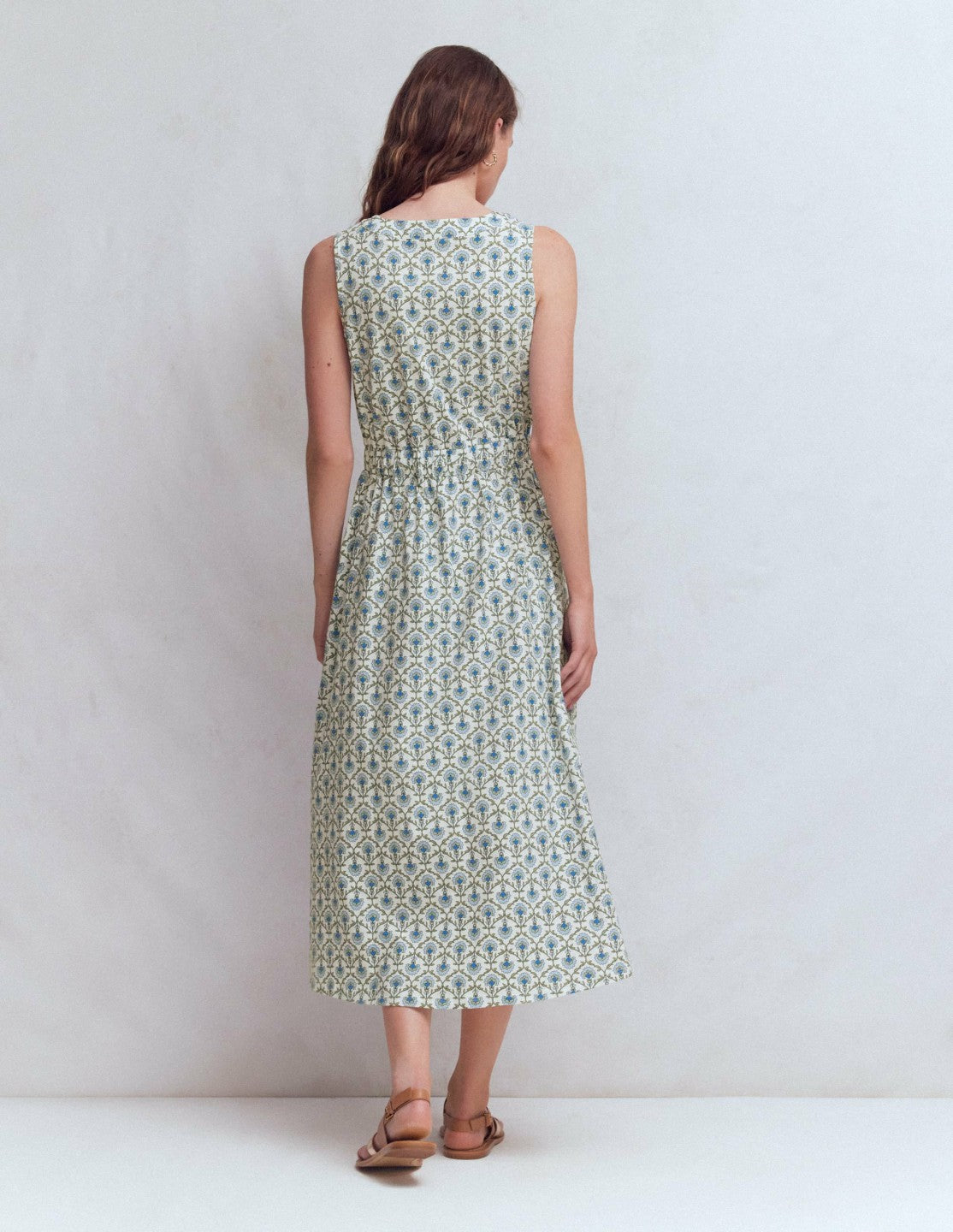 Delphine Midi Sleeveless Dress-Ivory, Flower Lattice / Boden us