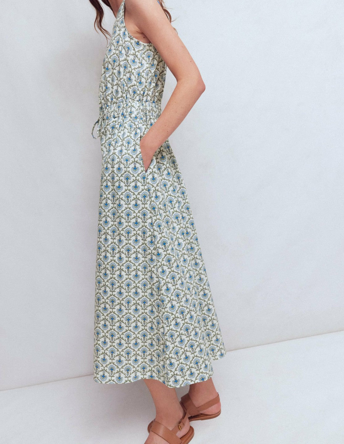 Delphine Midi Sleeveless Dress-Ivory, Flower Lattice / Boden us