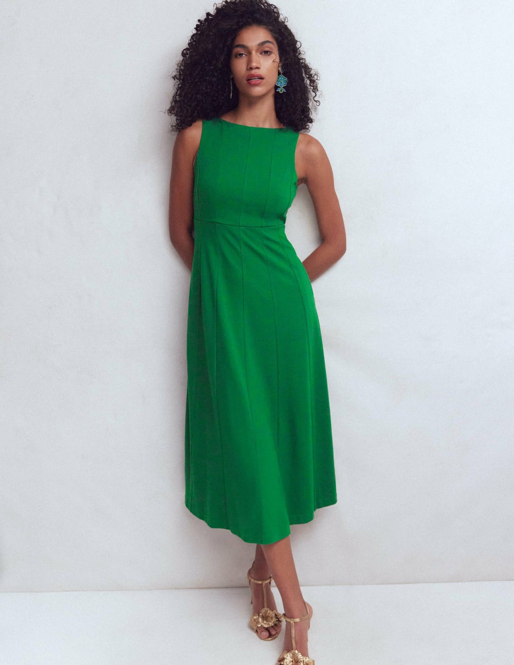 Sleeveless Ponte Midi Dress-Fresh Green / Boden Sale