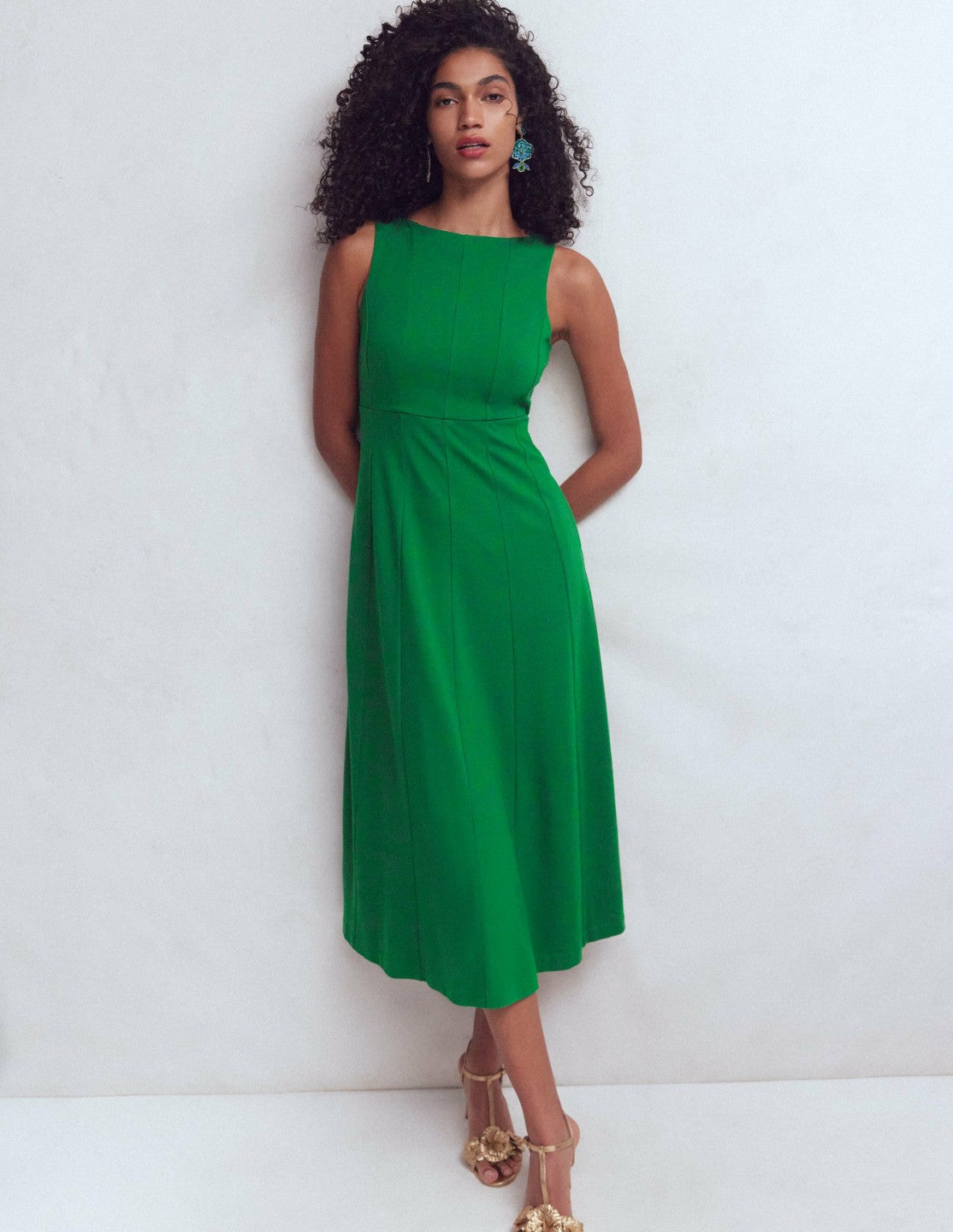 Sleeveless Ponte Midi Dress-Fresh Green / Boden Sale
