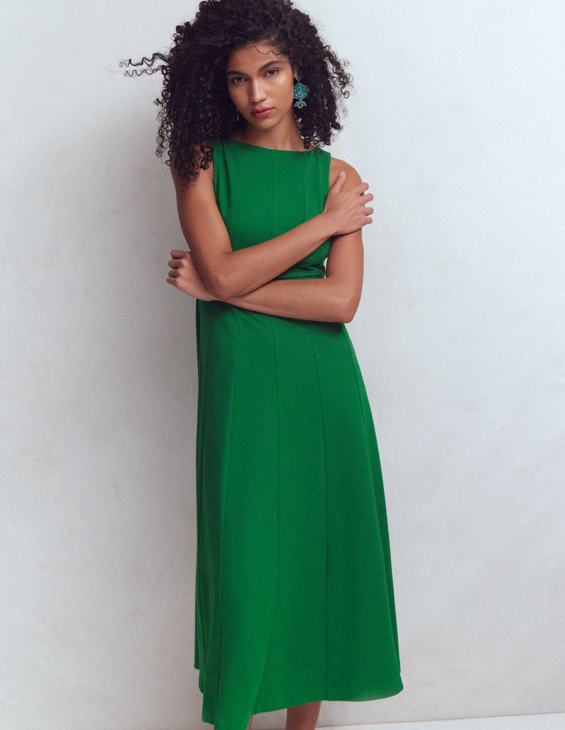 Sleeveless Ponte Midi Dress-Fresh Green / Boden Sale