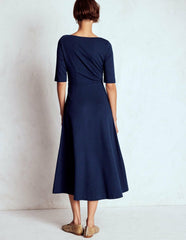 Mathilde Tie Waist Ponte Dress-Navy / Boden Online