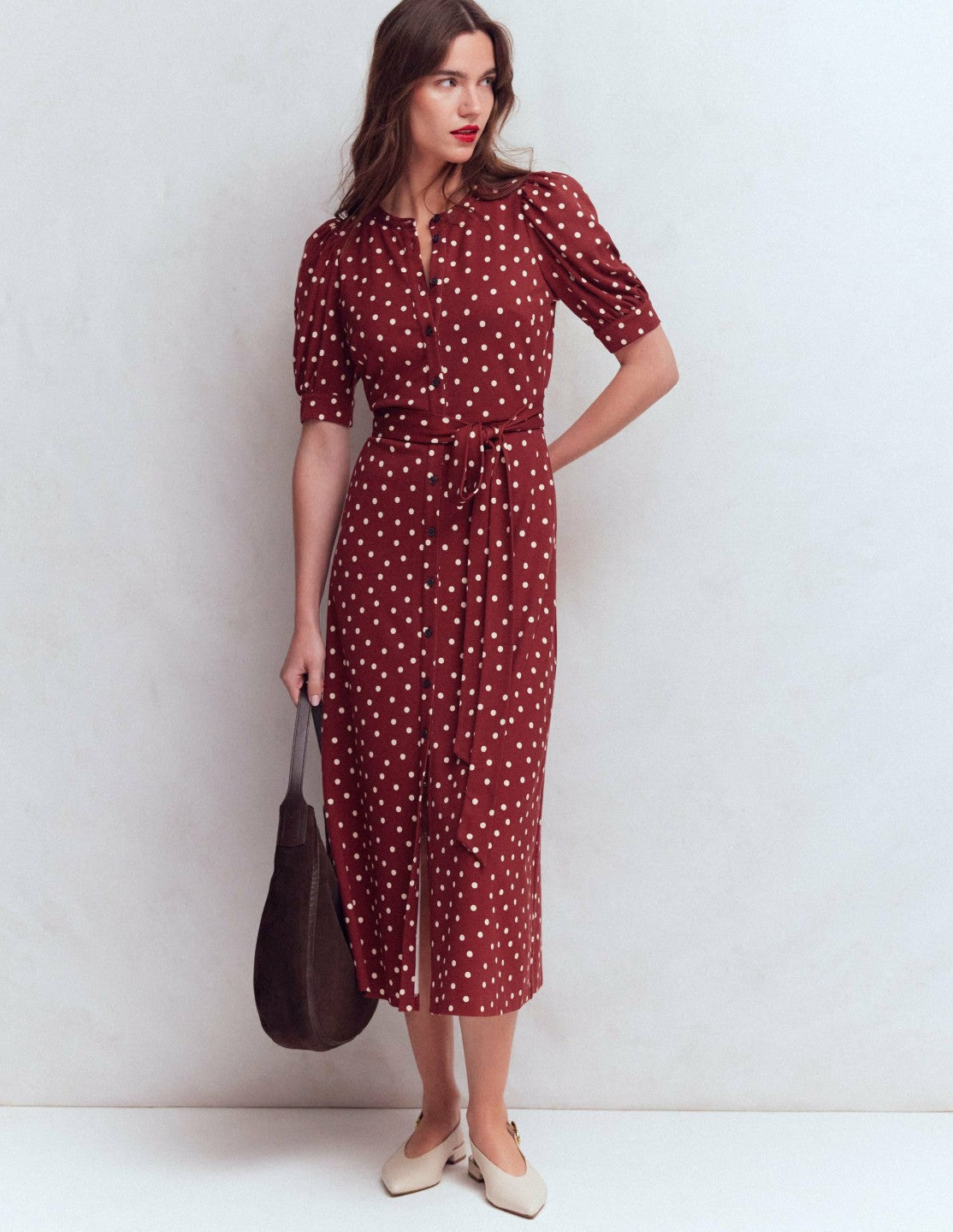 Puff Sleeve Ponte Shirt Dress-Red Pear, Painted Dot / Boden Discount