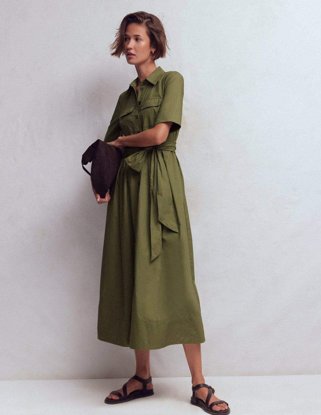 Zoe Short Sleeve Shirt Dress-Woodland Green / Boden On sale